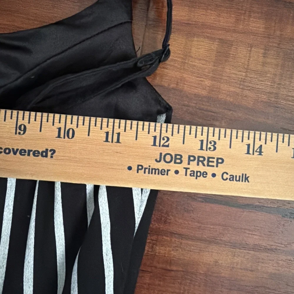 Pinup Couture Dress XS Black White Stripe Fit Flare Midi Pockets Lined Boning